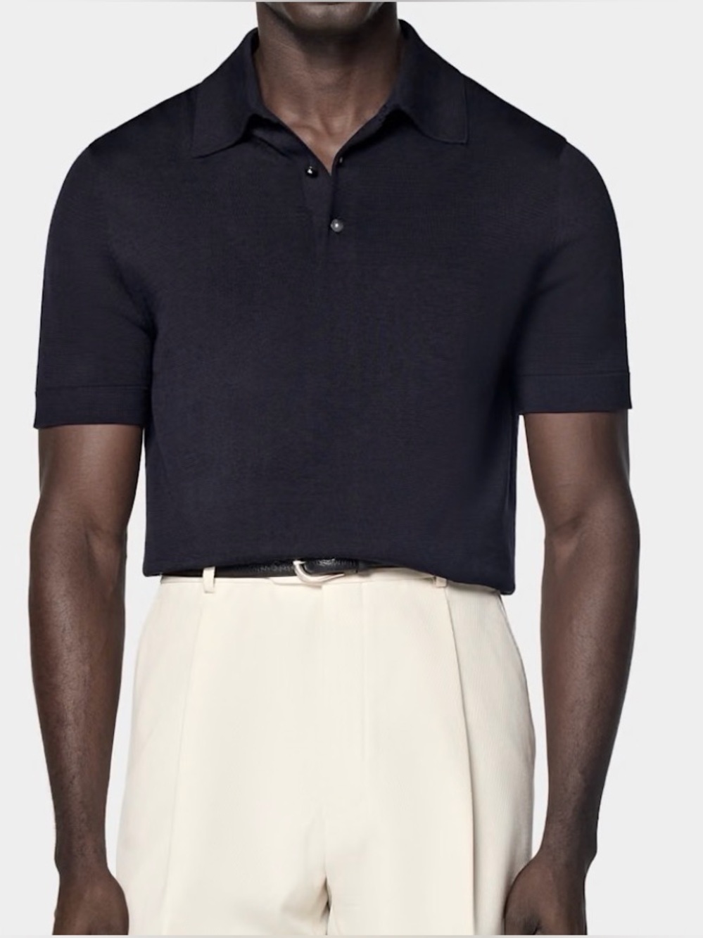 Suit Supply Men's Navy Short-Sleeve Knit Polo Shirt